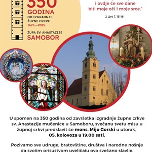 Proslava godišnjice izgradnje crkve i zahvalna procesija po završetku bistričkog hodočašća u Župi sv. Anastazije u Samoboru